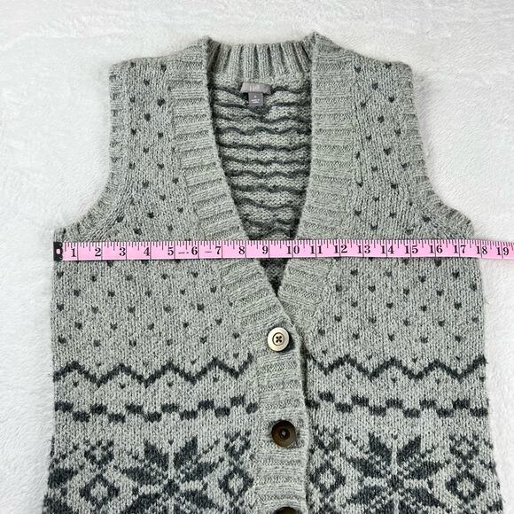 J.Jill Women's size Small Button up cardigan Vest Gray Snowflake - Picture 4 of 7